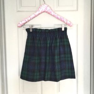 Jcrew green and navy/black plaid city mini skirt 0